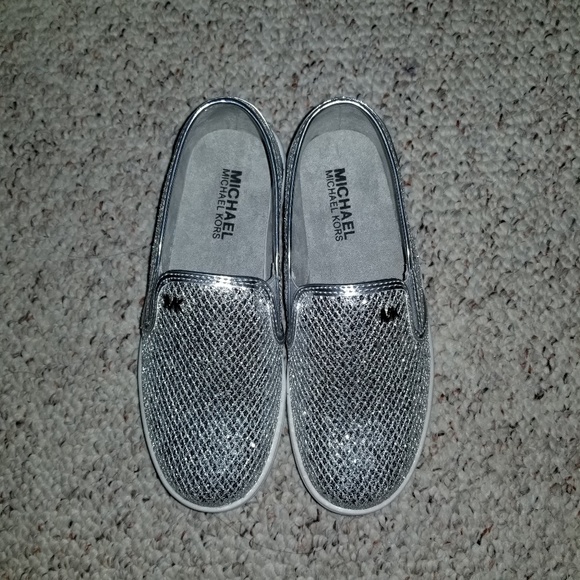 michael kors silver tennis shoes